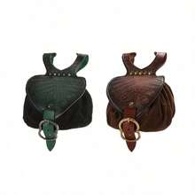 1pc Medieval Leaf Shaped Belt Pouch, Elven Leaf Embossed Leather Waist Bag, Vintage Renaissance Style, Ideal For LARP, Cosplay, Renaissance Market & Daily Coin Storage - A - View 5