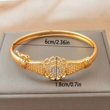 1 chiếc vòng tay mạ vàng đính đá Cubic Zirconia, kiểu dáng retro rỗng ruột, thích hợp cho nữ dự tiệc và đeo hàng ngày. - Vàng - Xem 5