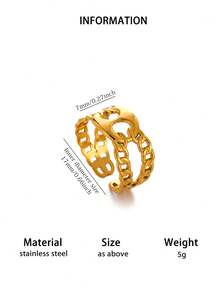 Simple Oval Hollow Open Rings For Women Gold Color Wedding Aesthetic Stainless Steel Ring Designer Jewelry Accessories Gift BFF - Yellow Gold - View 11
