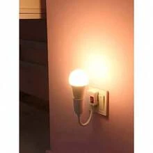 portalámparas E27 con base LED, cabezal giratorio de enchufe directo con interruptor, enchufe estadounidense, para lámpara de mesa LED - Blanco - Ver 3