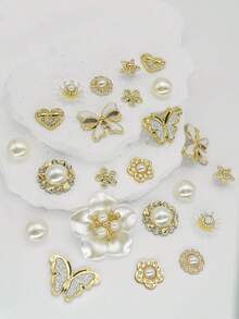 26pcs Set French Elegant Bowknot & Flower Decorative Buttons For DIY Sandals - Gold - View 4