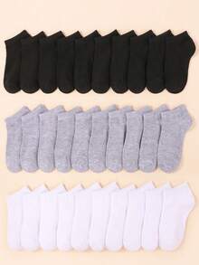 1/10/30 Pairs Random Color Kids Socks, Baby Essential Newborn Socks, 4th Of July Gift Socks, Black Socks, White Socks, Grey Socks, Solid Color Low-Cut Socks, Summer Kids & Teens Essential Socks, Back To School, Boys, Girls, Students - Multicolor - View 8