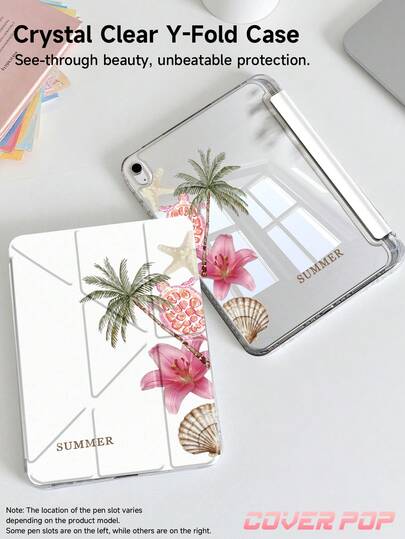 Ốp lưng máy tính bảng họa tiết cây dừa và hoa huệ, tương thích với iPad Air 11 inch M3 2025 / M2 2024, Air thế hệ thứ 5 2022, Air 8 2026 (11/13 inch), (A16) 11 inch thế hệ thứ 11 2025, tương thích với Samsung Galaxy Tab, Kindle Paperwhite thế hệ thứ 12 2024. Mặt lưng trong suốt, ốp bảo vệ họa tiết thời trang, chức năng tự động tắt/mở màn hình, bảo vệ bằng túi khí, phù hợp cho cả công việc văn phòng và làm quà tặng.