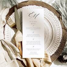 Custom Elegant Minimal Wedding Menu, Personalized Modern Script Dinner Menu, Reception Menu Card, Minimalist Wedding Menu, Engagement Bridal Shower Menu, Anniversary Dinner Menu, Custom Table Card, Wedding Table Decor, Party Dining Menu - Multicolor - View 2