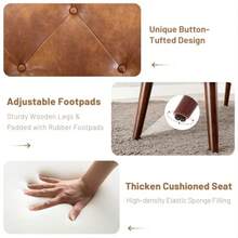 Furniliving - Banco de Piel Copetudo de 44 Pulgadas Reposapiés Asiento Para Recámara Telas Tapizadas Con Patas de Madera en Forma de X Para Cocina Interior - Pielamarillomarrn - Ver 5