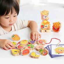Hölzernes Obst- und Gemüse-Schnürsystem - Lernspielzeug zum Zuordnen und Aufziehen von Lebensmitteln - fördert Feinmotorik und Konzentration für Kinder ab 2 Jahren - Ideales Geburtstags- und Kindergeschenk für Jungen und Mädchen - Verschiedenfarbig - Übersicht 4