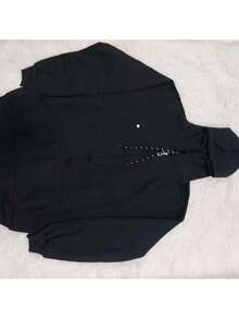 R&S Men's Plus Size Basic Plain Fleece Sweatshirt (Sizes G1, G2, G3) With Hood, Zipper, And Pocket - 黑色 - 查看 1