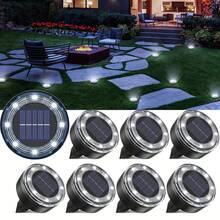 Mini Solar Ground Lights, 12/8/7/5/4/2pcs Per Pack. Upgraded LED Flat Landscape Lights With Auto On/Off Function. Suitable For Outdoor Walkways, Gardens, Patios, Yards And Driveways. - 無鋼圈 - 查看 13