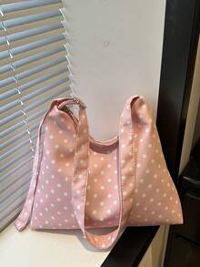 Spring New Arrival Niche Design Casual Women Large Capacity Tote Bag, College Student Shoulder Bag - Pink - View 9