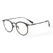 Gafas retro de titanio de diseño para hombre SH0056-1, tamaño pequeño, se pueden equipar con lentes graduadas, gafas de material tortoiseshell para mujer. - Pistola de carey - Ver 6