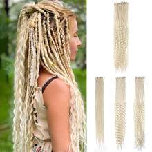 30 piezas Extensiones de cabello con dreadlocks estilo SE, set mixto de dreadlocks rectos/rizados/bohemios, extensiones de locs falsos de un solo extremo, adecuados para mujeres - Platinum - Ver 8