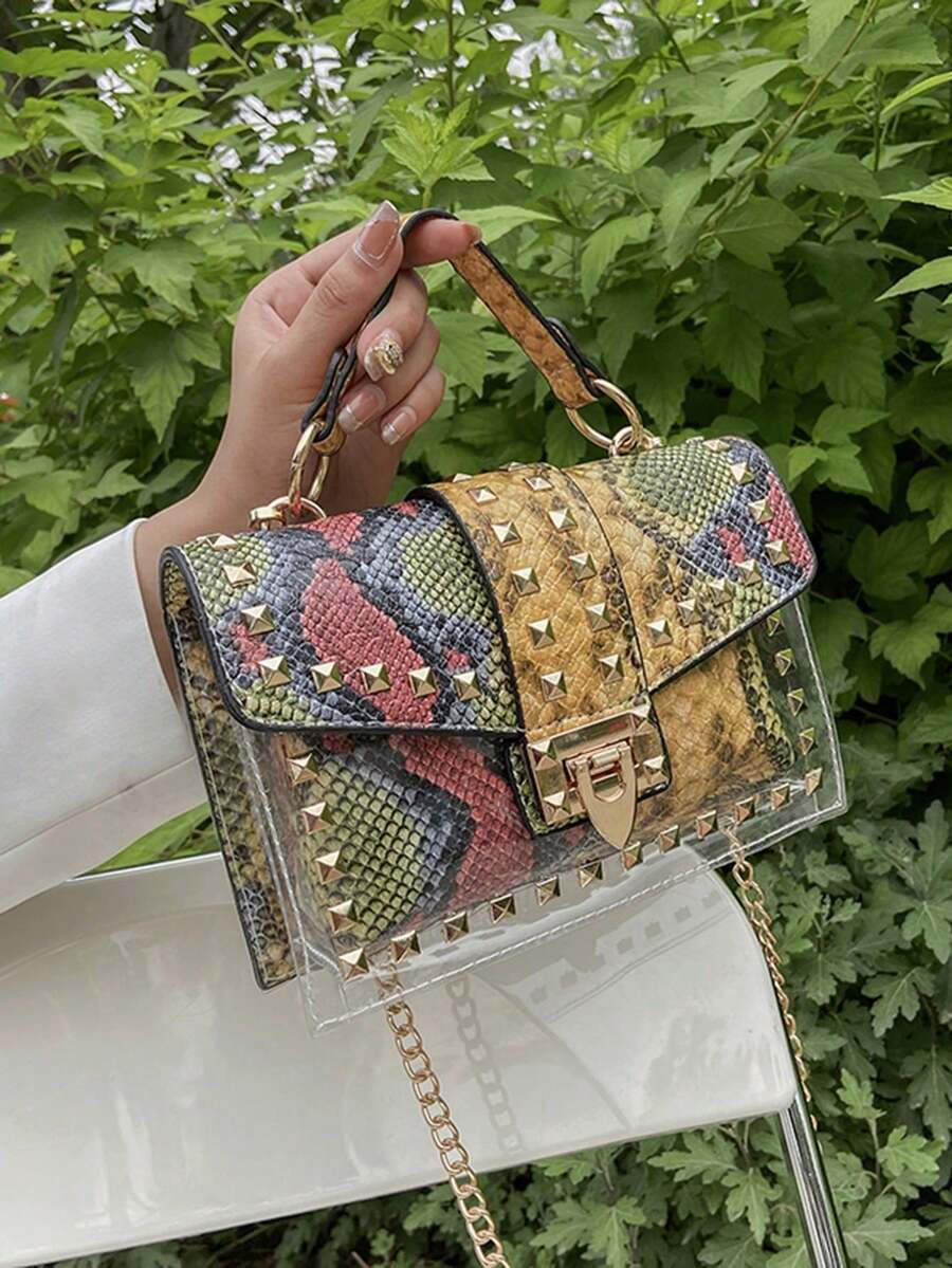 Fashion Graffiti Rivet Decor Handbag