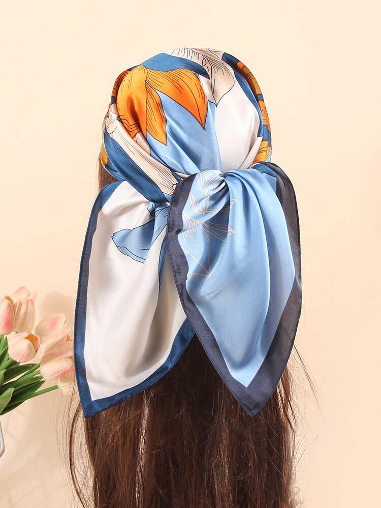 1 chiếc khăn quàng cổ/khăn bandana in họa tiết dài 70cm, phụ kiện thời trang nữ phù hợp cho bãi biển, kỳ nghỉ và sinh hoạt hàng ngày, giúp làm nổi bật trang phục của bạn. - Màu xanh hải quân - Xem 6