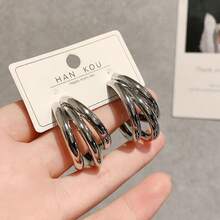 Minimalist Hoop Earrings - Silver - View 3
