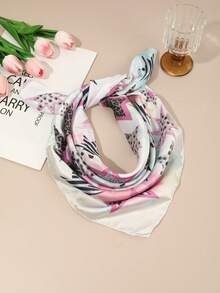 1pc Street Style Cute Cat & Polka Dot Star Print Bandana/Scarf,Holiday,Travel Essential - Multicolor - View 15