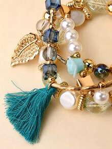 4pcs Set Fashionable & Elegant Acrylic Beaded Bracelet - Baby Blue - View 2