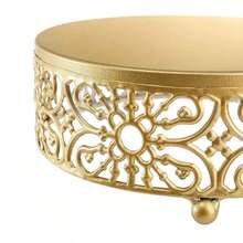 1pc Round Metal Cake Stand, Gold Tray, Suitable For Wedding, Birthday, Party Dessert Display, Also Suitable As Gift For Thanksgiving, Halloween, Christmas - Multicolor - View 4