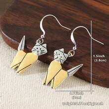 Cute Cartoon Cat Pendant Earrings, Sweet Girl Style Earrings, Great Gift Choice For Graduation & Daily Wear - Silver - View 6