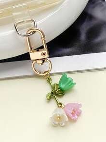 Women's Elegant Lily Flower Keychain Lily Flower Beaded Pendant Fresh Hanging Decoration Suitable For Phone Bag Backpack And Car Key Chain Gifts For Women Stocking Stuffers Teacher Gift Sister Gifts - Multicolor - View 16