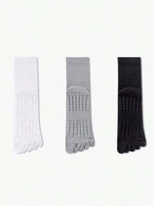 1/2/3 Pairs Men's Solid Color Five Finger Socks, Odor-Resistant-Wicking Sports Cushioned Massage Toe Socks, Couples Socks - Nhiều màu - Xem 3