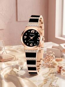 1pc Women's Quartz Watch, Fashionable Elegant Luxury Style, Embedded With Micro Diamonds, Minimalist Dial, Suitable For Daily Wear, Party Decoration Or Gifts For Friends And Mothers On Holidays Like Valentine's Day And Anniversary - Multicolor - View 1