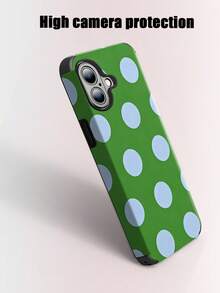 Una elegante funda para teléfono que no incluye cordón ni soporte. Funda de cuero para teléfono con diseño de lunares minimalistas y bonitos, 1 pieza, estampado de lunares blancos y negros, funda de cuero suave con impresión, estilo boho minimalista francés y moderno, compatible con/S24 Ultra, 17 Pro/16 Pro/12 Pro/13/14 Plus/15 Pro/16 Pro, 11/13 Pro Spring. - Verde - Ver 5