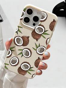 Capa de Telefone em Couro Sintético Premium com Estampa Tropical de Coco em Estilo de Esboço de Resort, À Prova d'Água e à Prova de Poeira, Capa Macia Compatível com iPhone 17/16/15/14/13/12/11/Pro/ProMax/X/XR/XS/XSMAX/7/8/PLUS/Air/Se2/3, Presente Ideal de Aniversário e Feriado para Amigos, Família, Casais e Você Mesmo - Branco - Visão 4