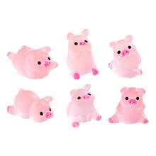 Glow In The Dark Cute Pink Pig Figurines, Mini Resin Pig Miniatures With Multiple Adorable Styles (Swimming, Sitting, Rafting, Lying), Waterproof Luminous Pig Ornaments With Frosted Matte Texture, Durable Resin Statues For DIY Micro Landscape - One Size - View 5