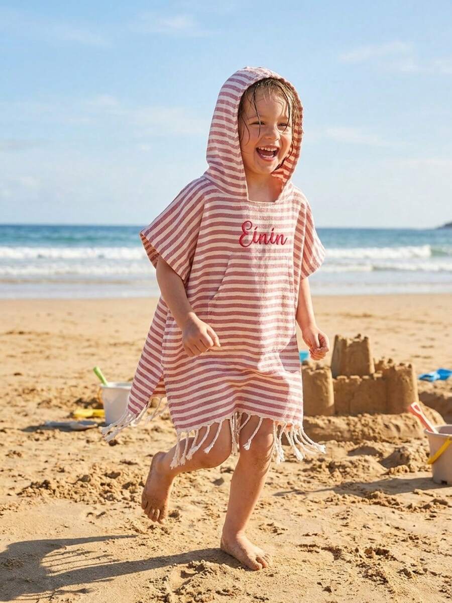 Áo choàng tắm có mũ cho trẻ em, khăn choàng đi biển mùa hè unisex, được làm từ vải mềm mại, thoáng khí, nhanh khô, nhẹ, quà tặng dễ thương cho trẻ em dưới 100cm. - Nhiều màu - Xem 1