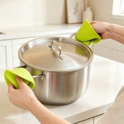 Silicone Oven Mitts And Pot Holders Set, Heat Resistant For Kitchen, Suitable For Cooking And Baking, Small Size Gloves For Air Fryer And Mini Pots