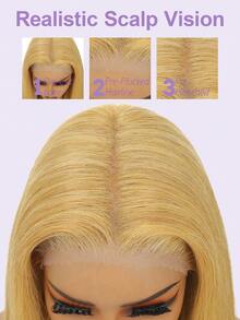 Tóc giả không keo 26 inch 7*5, tóc người Brazil, đã tỉa sẵn, tóc giả ren phía trước HD, tóc pha trộn người, không keo, mật độ 200%, tóc giả sóng nhẹ, tóc hỗn hợp người với tóc con, màu đen tự nhiên, sợi tổng hợp chịu nhiệt dành cho nữ. - S27 - Xem 4