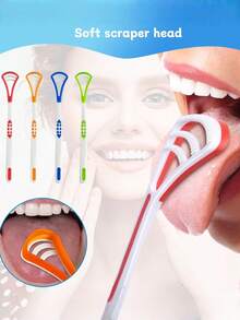 Bộ 1/3/6 dụng cụ cạo lưỡi | Dụng cụ chăm sóc răng miệng cầm tay, loại bỏ hiệu quả hơi thở hôi và mảng bám trên lưỡi, không chứa cồn. Có nhiều màu sắc, nhẹ nhàng với nướu và răng nhạy cảm, dễ sử dụng, giúp duy trì hơi thở thơm mát, sản phẩm vệ sinh răng miệng lý tưởng. - Bàn chải lưỡi - Xem 2