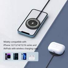 15W 超薄无线充电器，磁吸式快充板，铝合金外壳，1米线缆，Type-C + USB 双接口二合一，兼容 17、16、15、14、13、12 Pro/Plus/Pro Max 等智能手机，无线充电板 - 彩色 - 查看 9