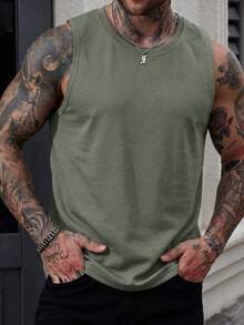 GRDR Men's Summer Casual Sleeveless Round Neck Tank Top - Mint Green - View 2