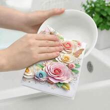 1/2/4/6pcs Colorful Floral Print Dish Towels - 16x24 Inches, Soft Floral Pattern Kitchen Towels, Modern Style, Machine Washable Towels, For Seasonal Decor, Can Be Used As Napkins, Placemats, Housewarming Gifts, Suitable For Kitchen, Bathroom, Outdoor Activities, Parties, Afternoon Tea Decoration, Home Supplies - Multicolor - View 8