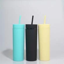 Cốc nhựa hai lớp, bình nước nhựa dung tích lớn, cốc nhựa có ống hút thẳng chất lượng cao dành cho học sinh, bán sỉ trực tiếp từ nhà máy. - Nhiều màu - Xem 1