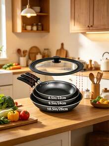 1pc Universal Lid, Fits Pots, Pans And Skillets - Made Of Tempered Glass With Heat-Resistant Silicone Rim, Suitable For 6", 7", 8", 8.5", 9.5", 10.5", 11", 12", 13" Cookware - Multicolor - View 12