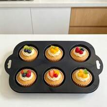 6 Cavidades Forma de Cupcake de Silicone Econômico Reutilizável Flexível Leve Fácil Limpeza - Visão 3