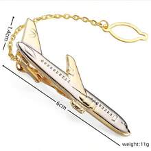 Premium Men's Tie Clip, Gold Airplane Shaped Creative Business Formal Accessory, Elegant Unisex Tie Pin - Ship - View 6