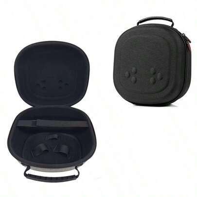 Bộ phụ kiện bao gồm: Túi đựng, tay cầm, dây đeo đầu và hộp bảo vệ cứng cáp di động cho tai nghe VR Quest 3S.