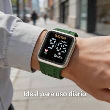 ZOEA Sports Smartwatch With Breathable Perforated Strap + Square Touchscreen + Fitness Style + Daily/Sport Use + Smartwatch - 軍綠色 - 查看 2