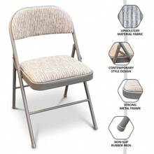 Set Of 4 Deluxe Fabric Padded With Heavy Duty Steel Metal Frame Folding Back Rest Chair For Home Garden Office Computer Desk - Grey - View 9