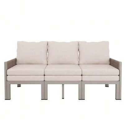 Garden Furniture Set, Outdoor Sofa, 3-Seater Sofa, Multifunctional Sofa Convertible Into A Chaise Longue, Galvanized Iron, Grey