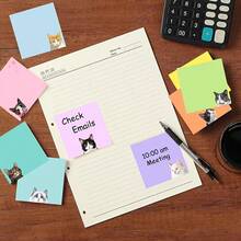1/4/8 Sets Notas Adhesivas con Forma de Gato Negro Lindo, Adecuadas para Escritorio de Oficina, Bloc de Notas Autoadhesivos, Cuadernos Cuadrados con Patrones de Gato, Adecuados para Útiles Escolares, Regalos para Amantes de los Gatos, Regalos para Maestros, Decoración de Tablero de Anuncios con Tema de Gatos - Unitalla - Ver 5