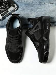 Men's Fashion Mid-Top Athletic Sneakers, Dual-Use, Performance Sneakers, Iconic Design Shoes - Mèo đen - Xem 3