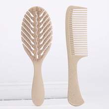 2pcs Oval Hollow Textured Hair Brush Set, Scalp Massage Comb And Wide-Tooth Comb, Anti-Static Wet & Dry Use, Gentle No Pulling, Reduce Breakage And Frizz, Add Volume, Suitable For Curly/Straight/Coarse Hair Women And Girls Daily And Salon Use Portable Brush Set - Multicolor - View 12