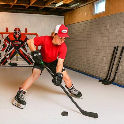  COSTWAY Hockey Flooring Tiles For Training, Dryland Synthetic Ice Tiles, Hockey Shooting Equipment Skateable Board Artificial Ice Mat For Outdoor, Ice Rink, Easy Installation, 10 Pack