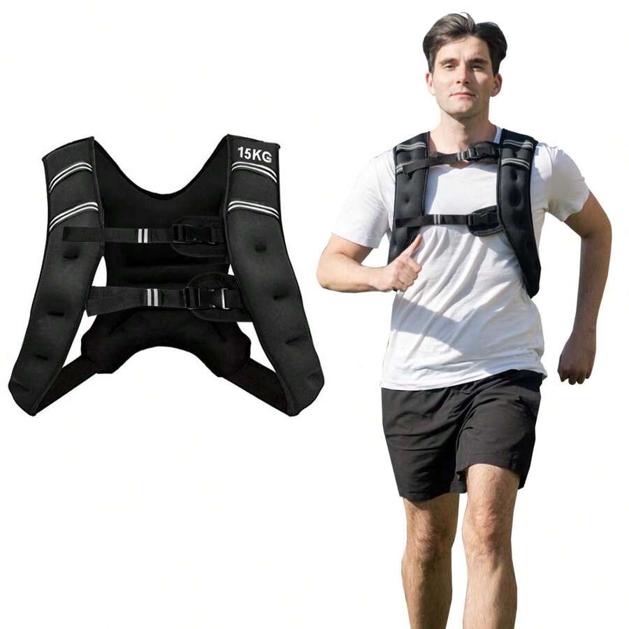 COSTWAY Weighted Vest With Adjustable Buckles And Mesh Bag, Black - A - View 1