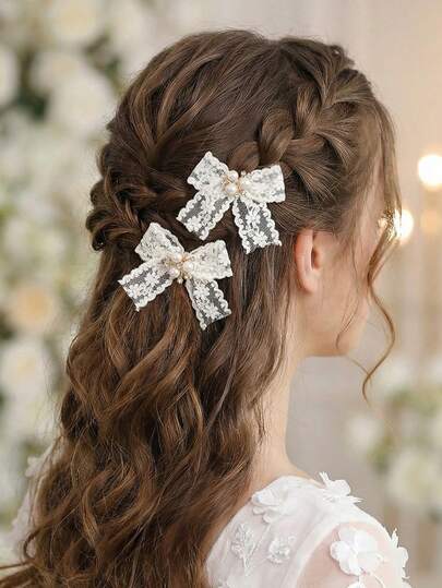 5件套女孩网纱花朵蝴蝶结发夹套装，适合日常装饰