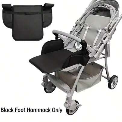 1 tấm nối dài chỗ để chân xe đẩy màu đen thanh lịch, phụ kiện xe đẩy em bé, tấm nối dài chỗ để chân, thiết kế khóa dán.